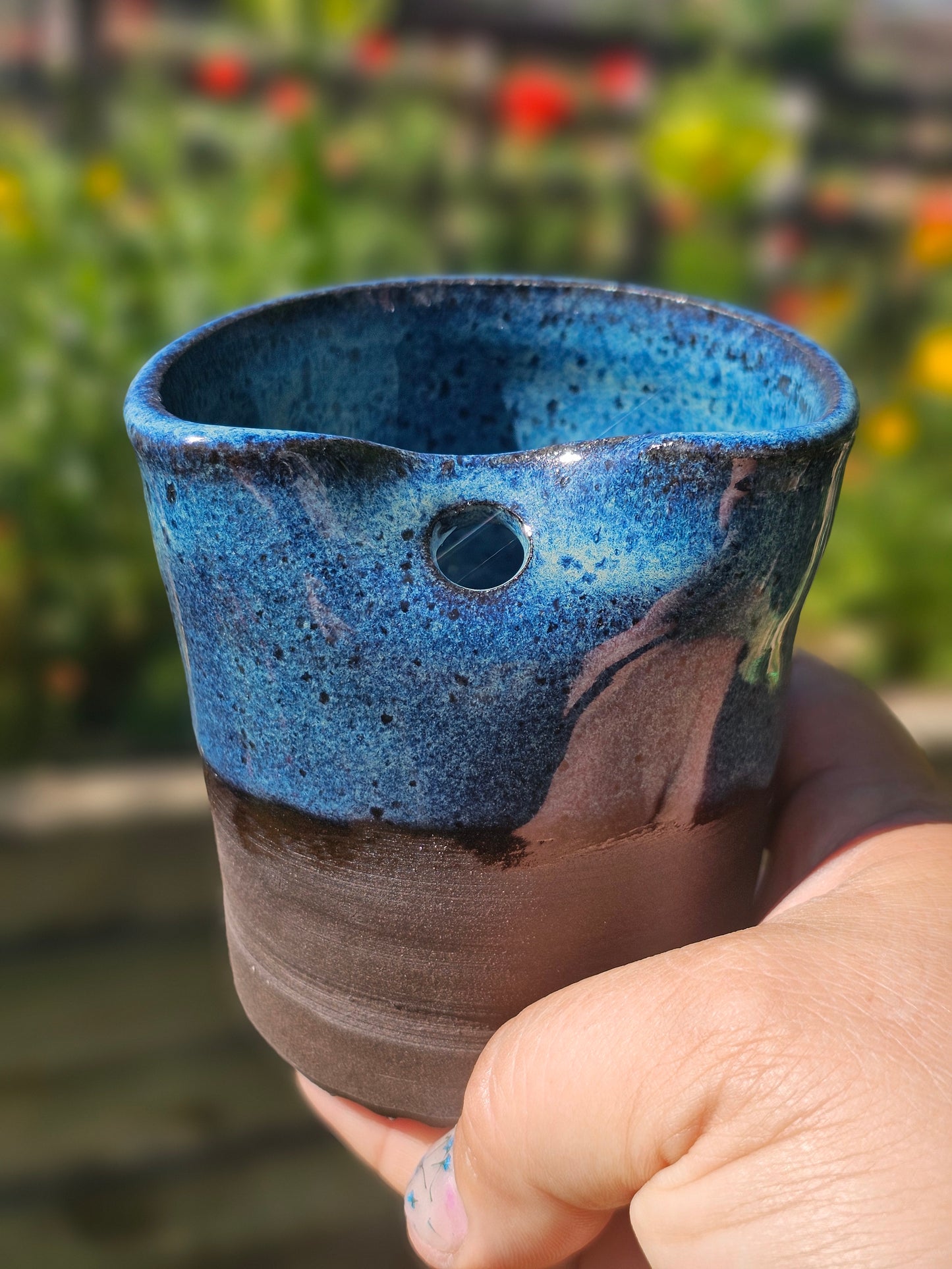 Hand Made Ceramic Tumbler with Straw Hole