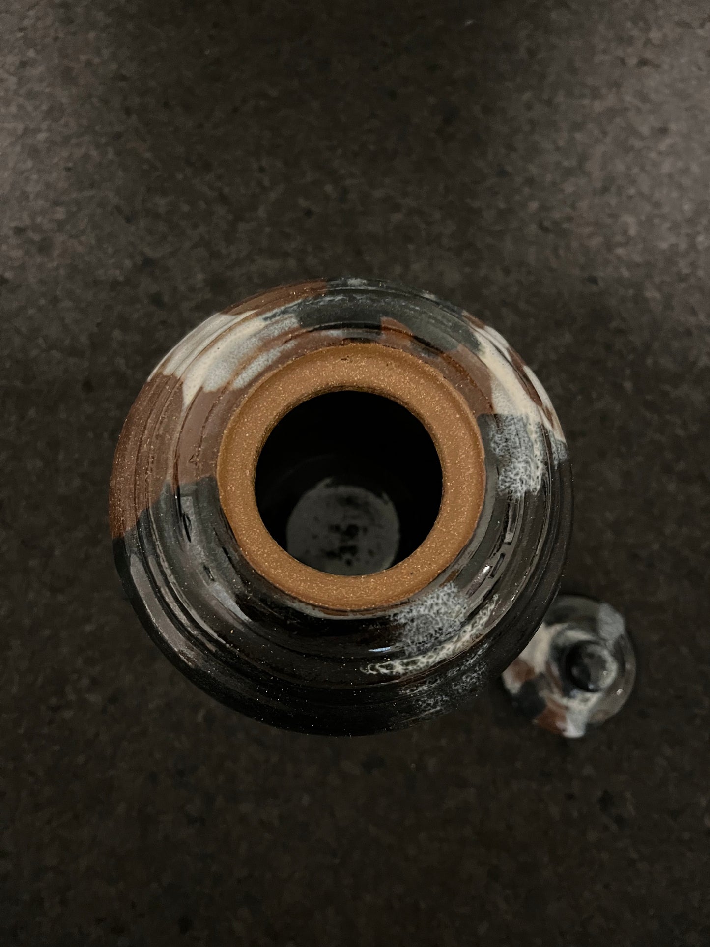 Mad Mud Club Lidded Jar- Black, Copper, White drips