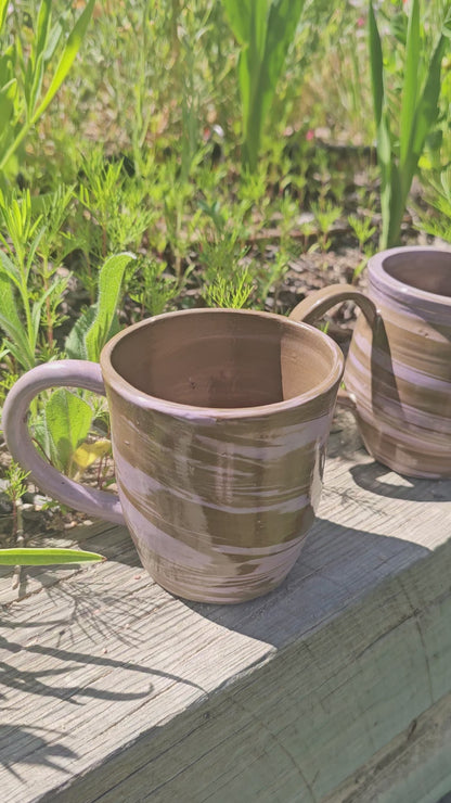 Olive and purple marbled mug