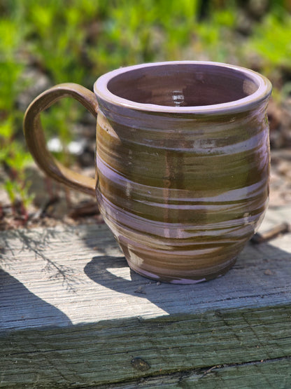 Olive and purple marbled mug