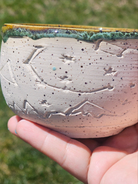 Mini Speckled constellations and mountains bowl green